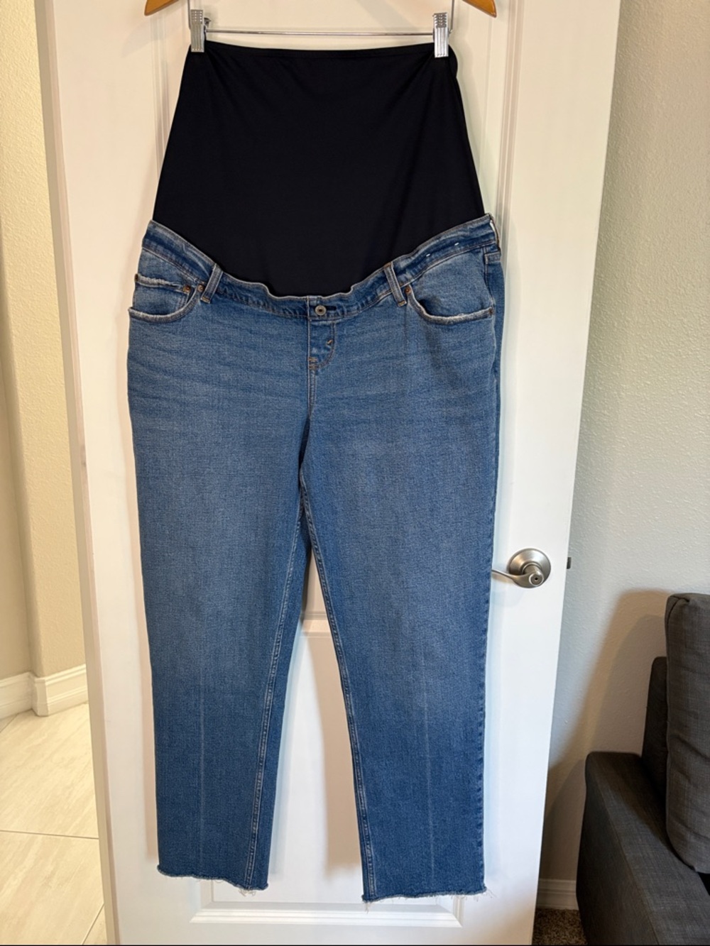 Abercrombie and Fitch The 90s Straight Maternity Jeans Blue Size 34/18 Long - Picture 4 of 14
